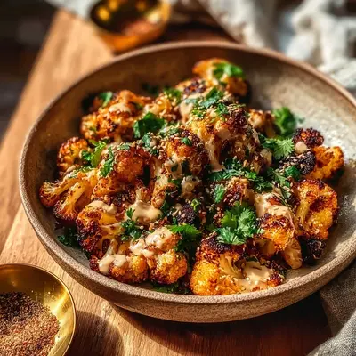 Moroccan Cauliflower with Tahini Honey Drizzle