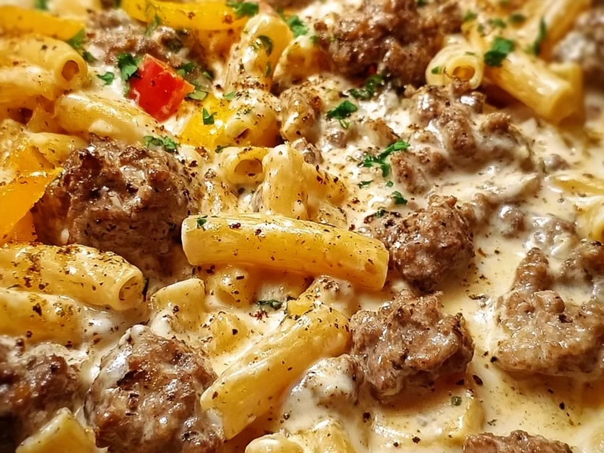 One Pot Creamy Cajun Beef Sausage Pasta - Featured Image