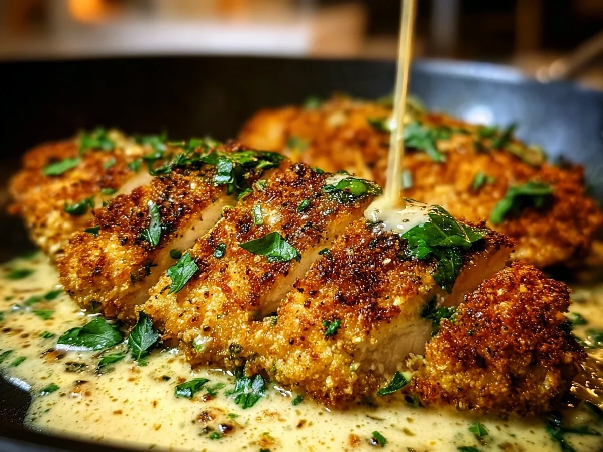 Parmesan Crusted Chicken with Creamy Garlic Sauce - Featured Image