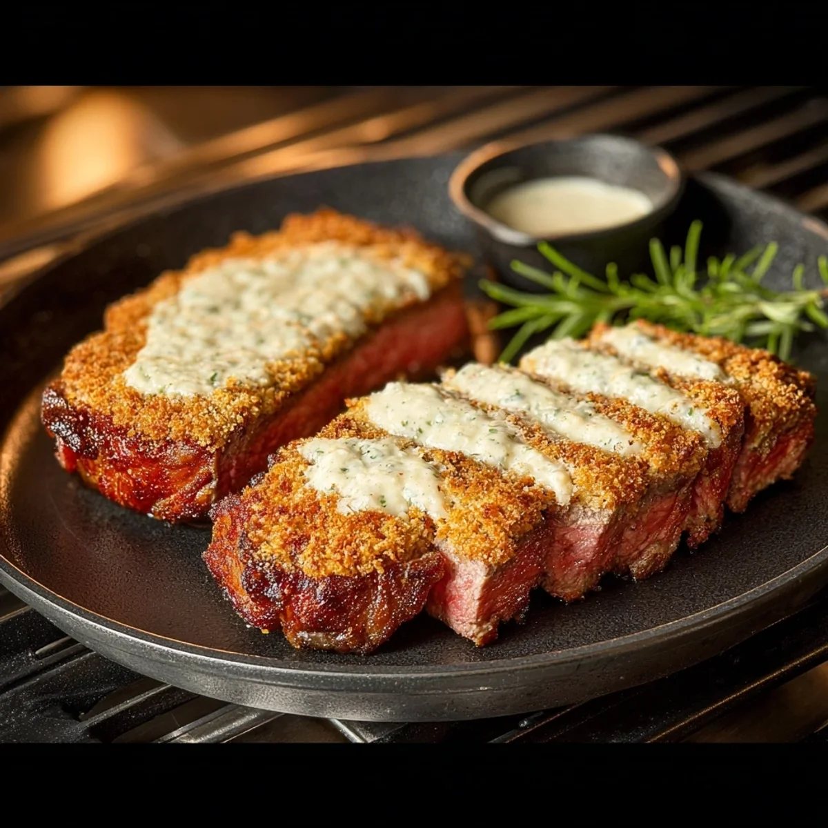 Parmesan Crusted Steak: Pan-Seared & Garlic-Herb Infused