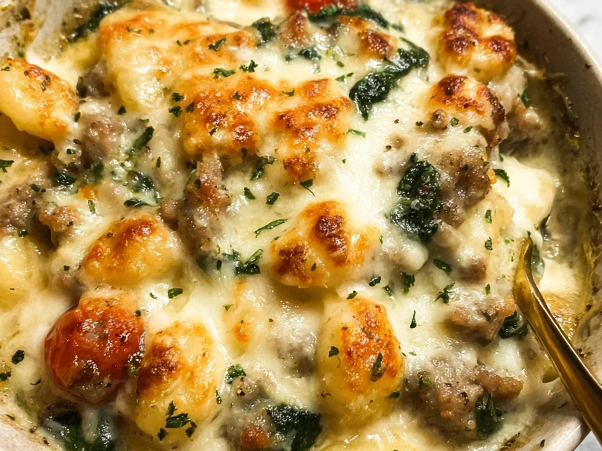 Pesto Turkey Sausage Gnocchi Bake - Featured Image