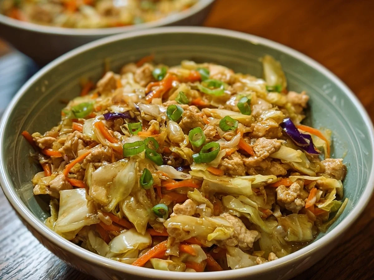 Quick Chicken Egg Roll Bowls with Cabbage - Featured Image