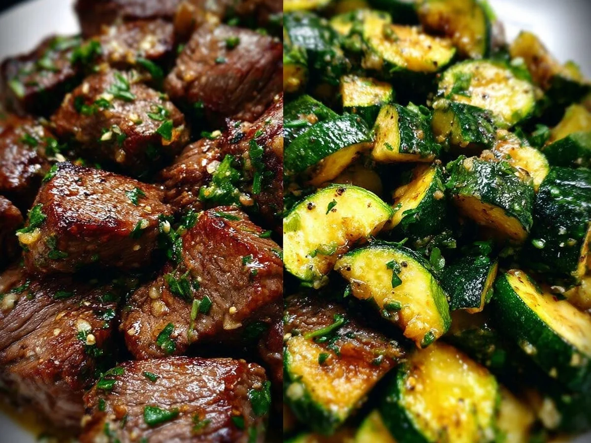 Quick Garlic Butter Steak Bites & Zucchini - Featured Image