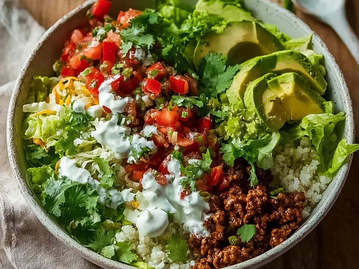 Quick Healthy Low Carb Burrito Bowl Recipe - Featured Image