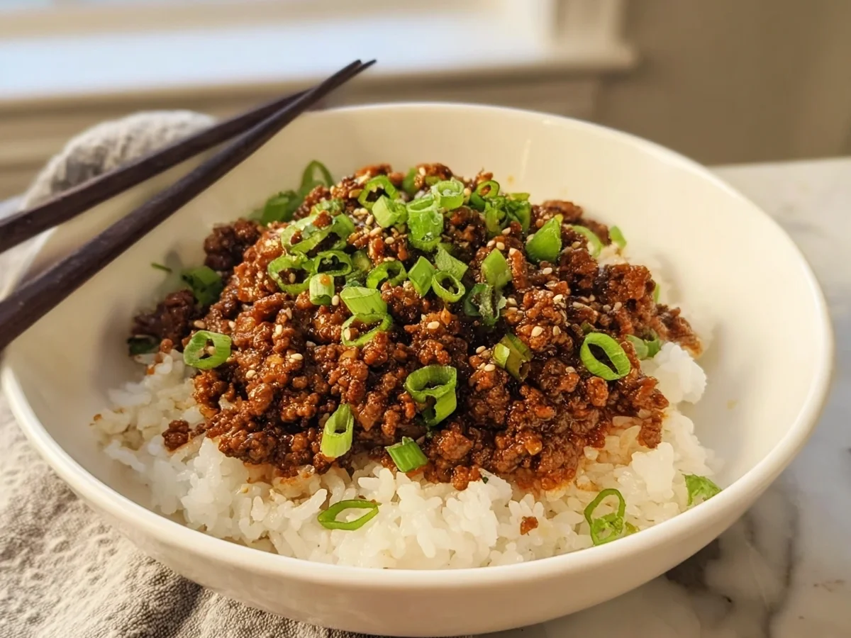 Quick Korean Ground Beef Bowl - Featured Image