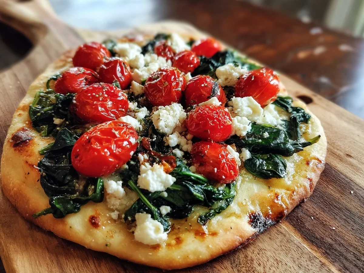 Quick Mediterranean Spinach & Feta Flatbread Pizza - Featured Image
