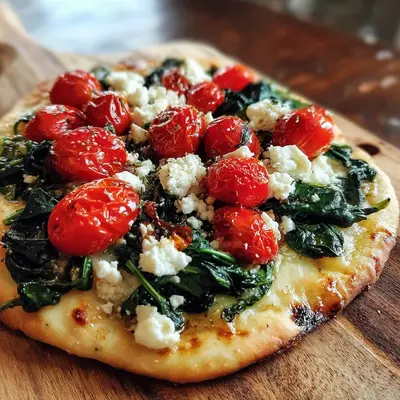 Quick Mediterranean Spinach & Feta Flatbread Pizza