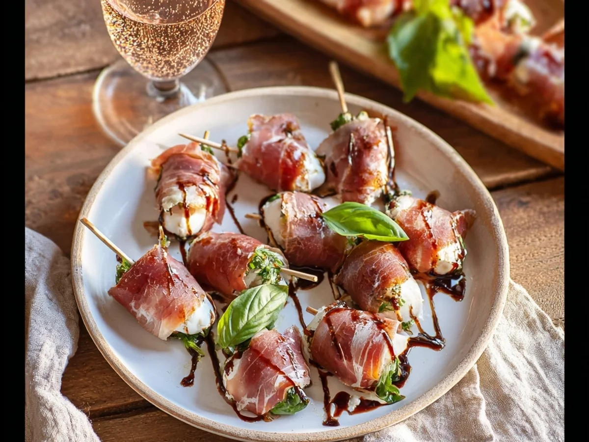 Quick Prosciutto Wrapped Mozzarella Bites for Parties - Featured Image