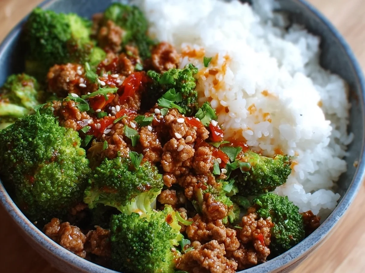 Quick Sweet & Spicy Ground Turkey Broccoli Bowls - Featured Image