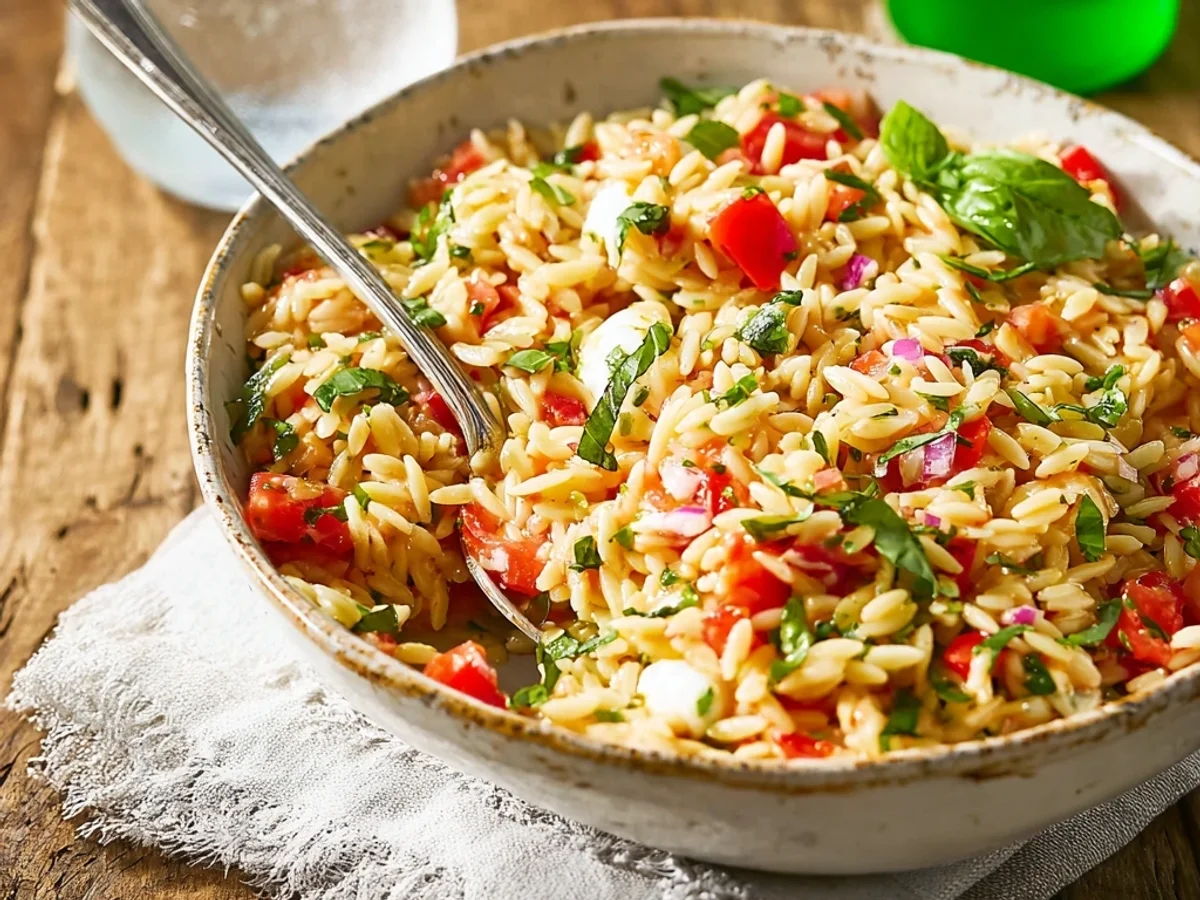 Refreshing Bruschetta Orzo Pasta Salad for Sunny Days - Featured Image