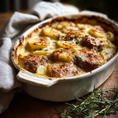 Rich Smothered Lamb Chop & Scalloped Potato Casserole
