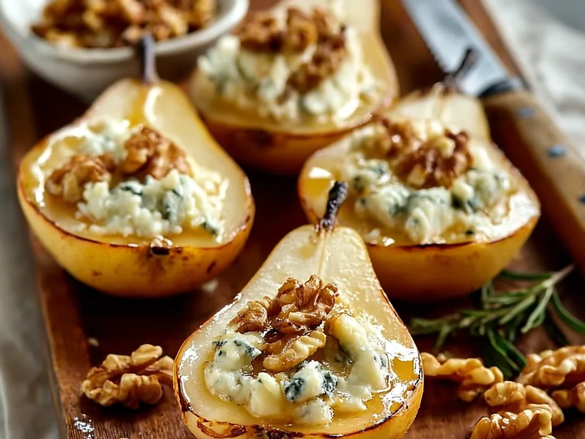 Roasted Blue Cheese Stuffed Pears with Walnuts - Featured Image
