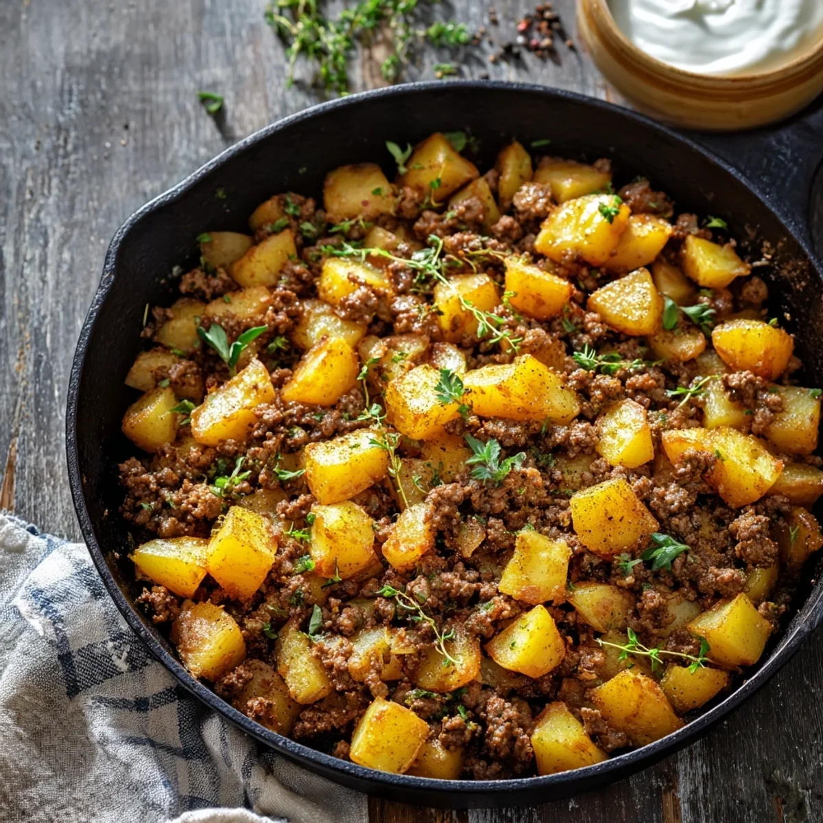 Rustic Ground Beef and Potatoes Skillet Dinner