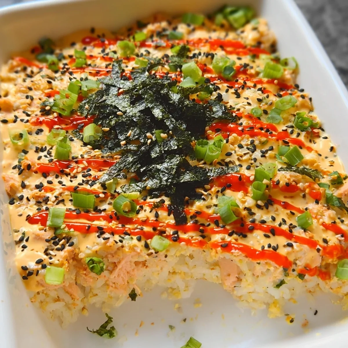 Salmon Sushi Bake: Creamy, Easy & Family-Friendly Meal