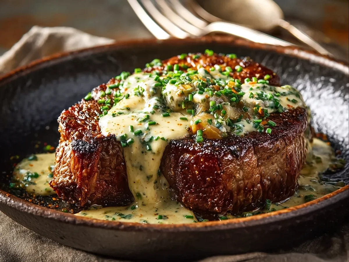 Seared Garlic Butter Steak with Parmesan Cream Sauce - Featured Image