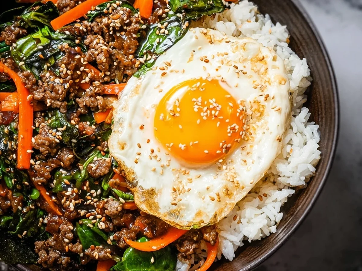 Shortcut One Skillet Ground Beef Bibimbap - Featured Image