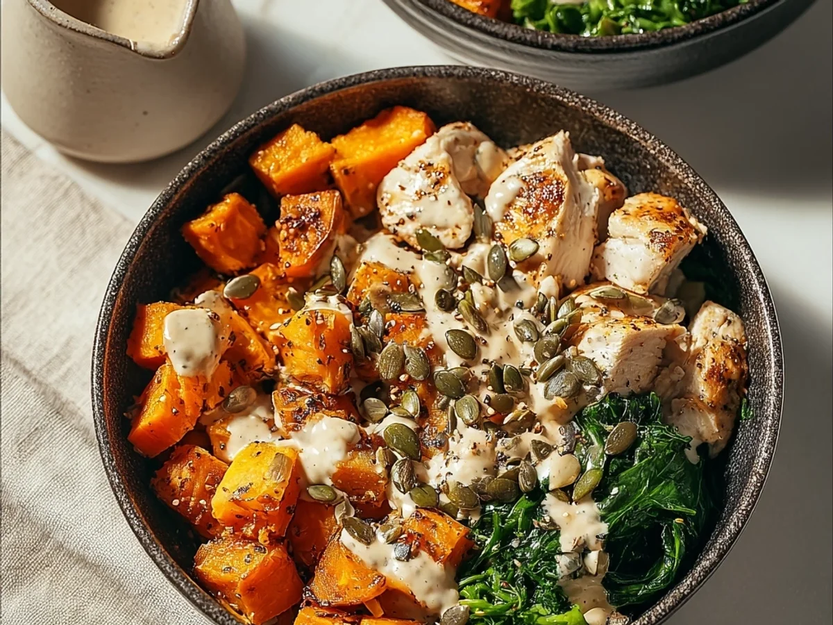 Simple Chicken & Sweet Potato Bowls for Two - Featured Image