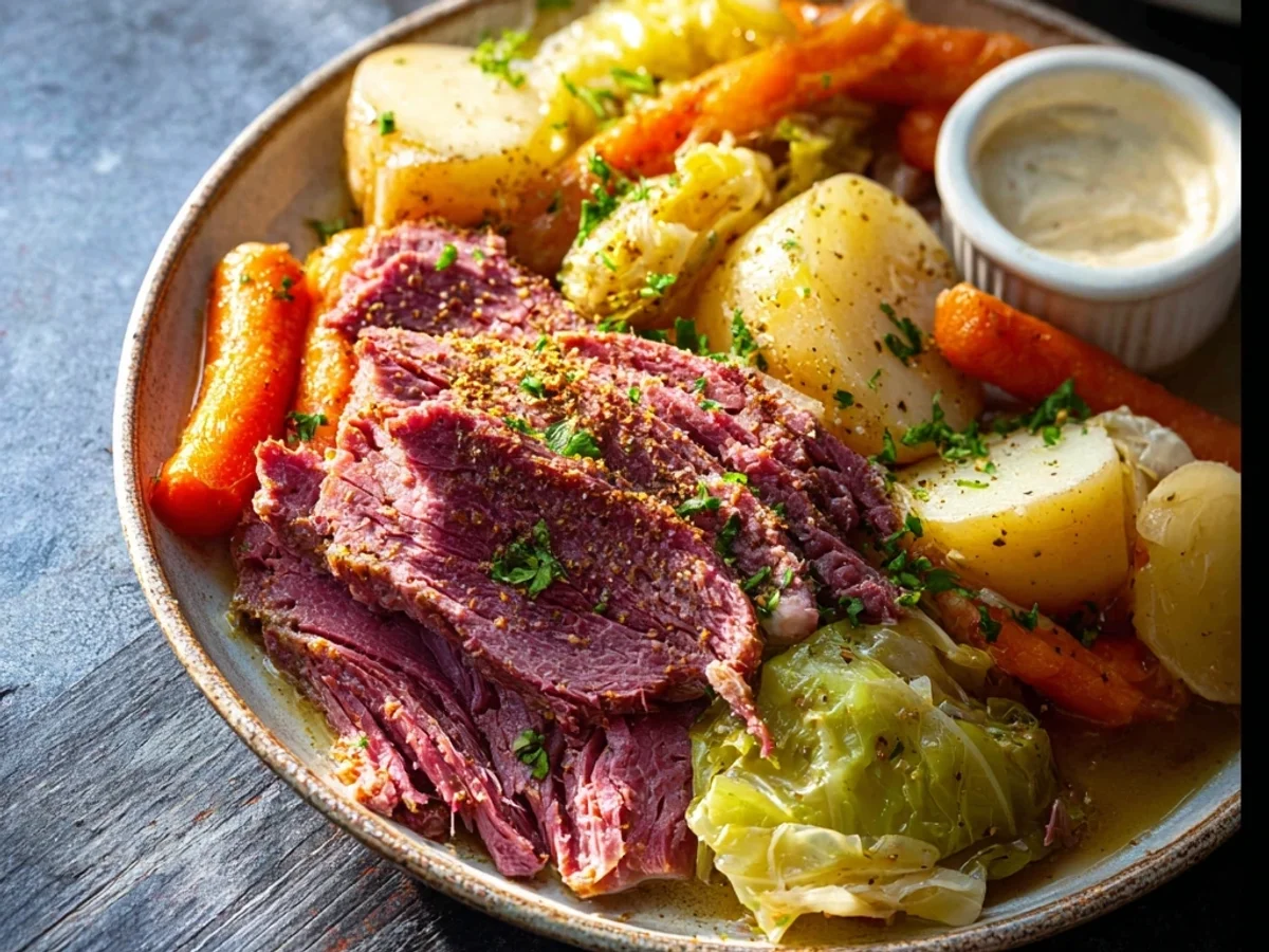 Simple Easy Crockpot Corned Beef and Cabbage Dinner - Featured Image
