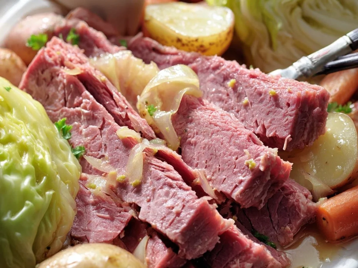 Simple Slow Cooker Corned Beef & Cabbage - Featured Image