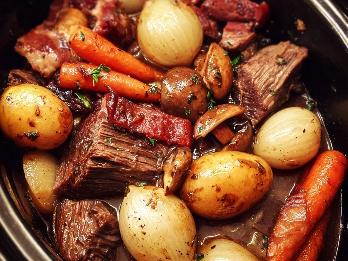 Slow Cooker Beef Bourguignon: Tender & Rich Recipe - Featured Image