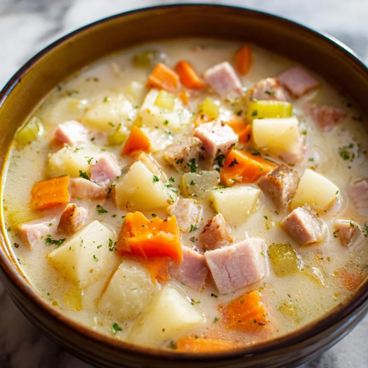 Slow Cooker Turkey Ham Potato Soup