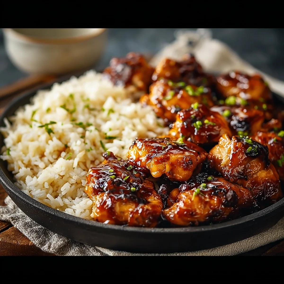 Smoky Honey BBQ Chicken with Fluffy Rice Dinner
