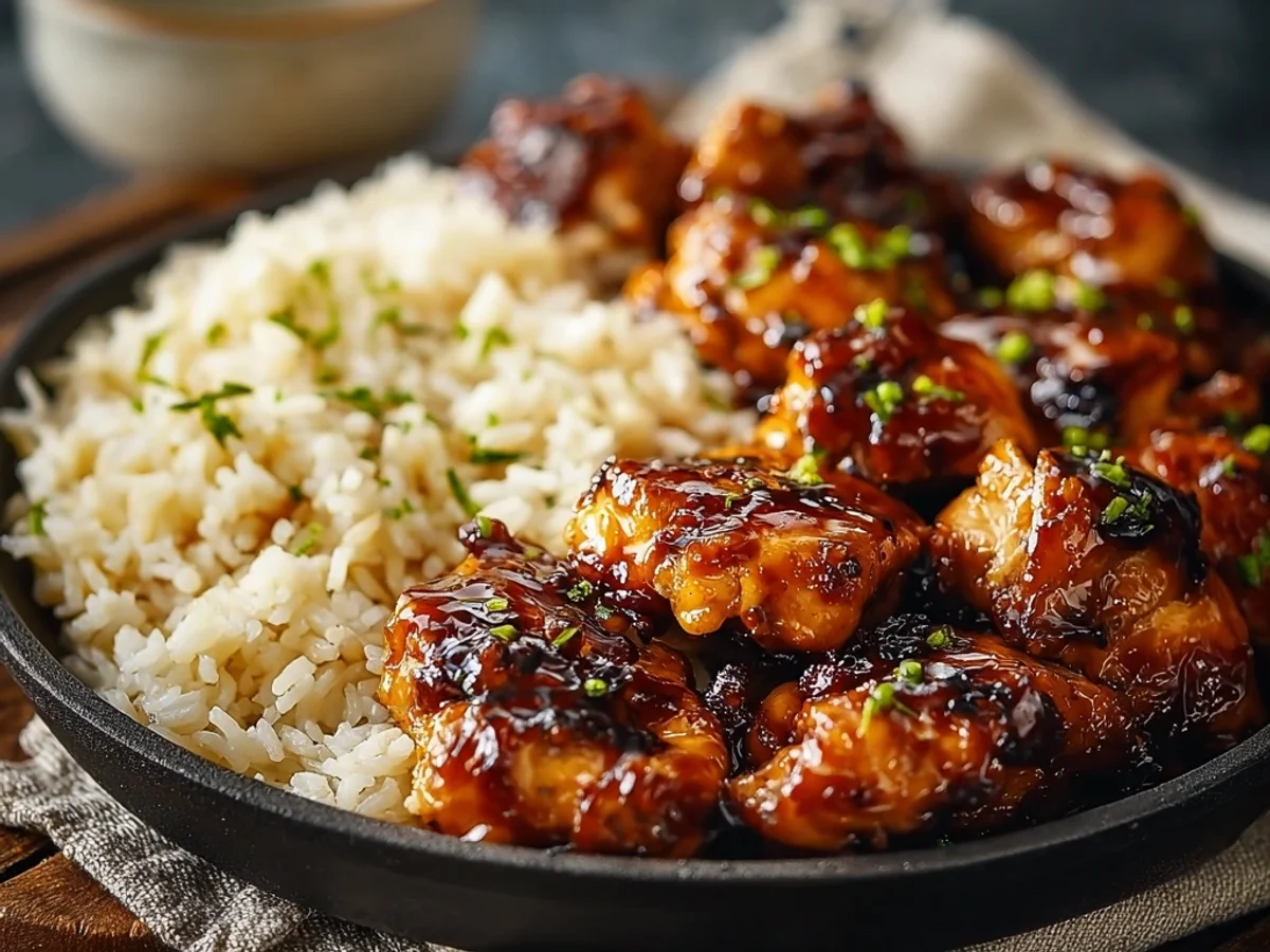Smoky Honey BBQ Chicken with Fluffy Rice Dinner - Featured Image