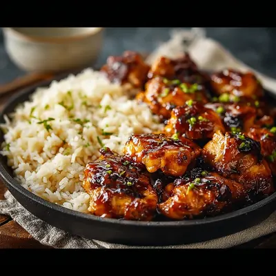 Smoky Honey BBQ Chicken with Fluffy Rice Dinner