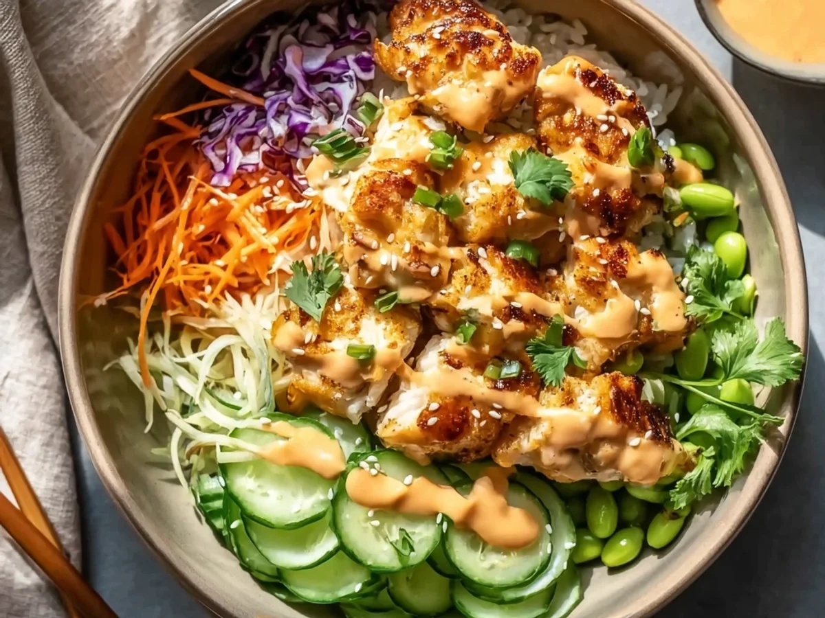 Spicy Bang Bang Chicken Protein Bowl Recipe - Featured Image