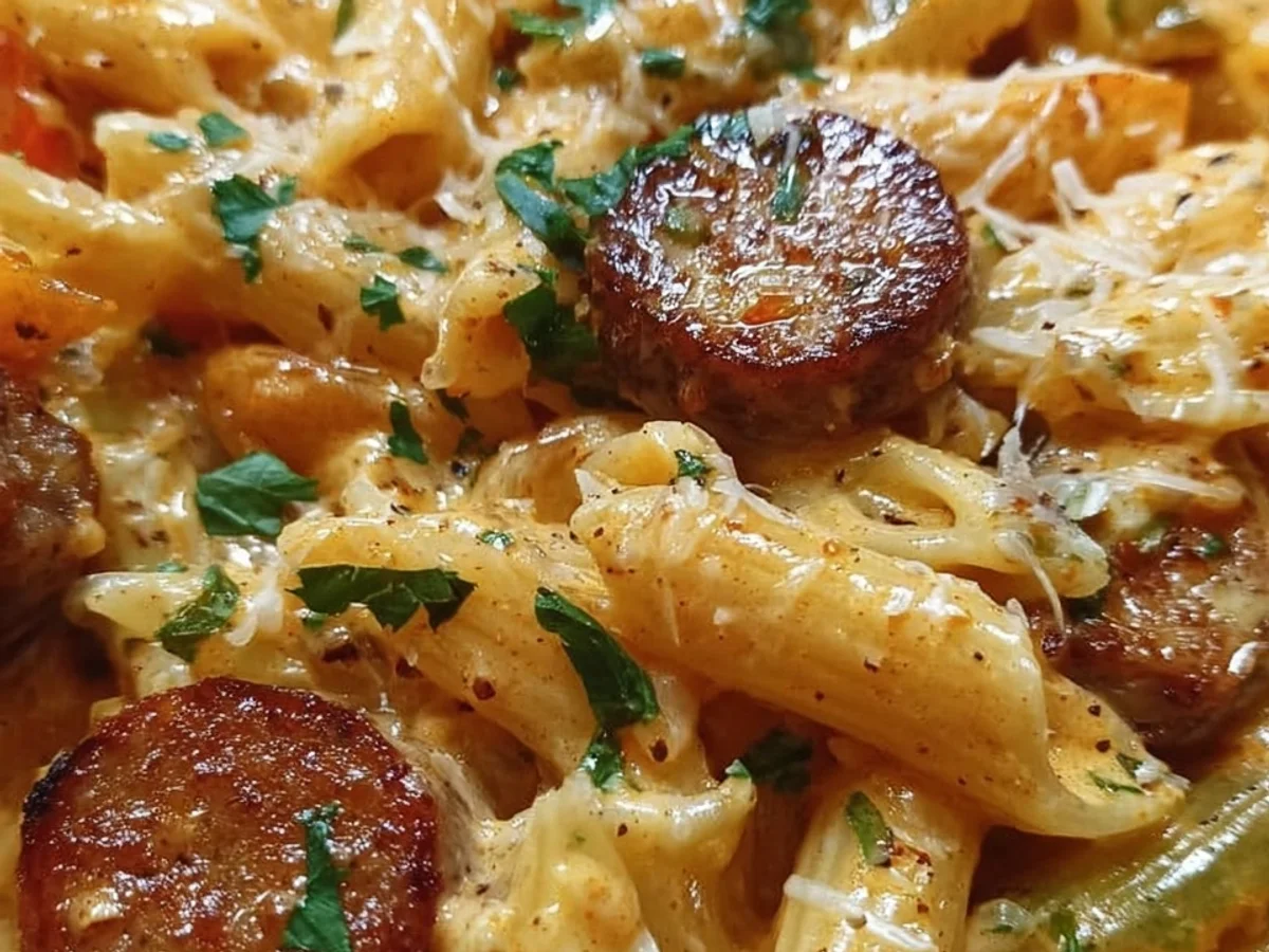 Spicy Creamy One-Pot Cajun Sausage Pasta - Featured Image