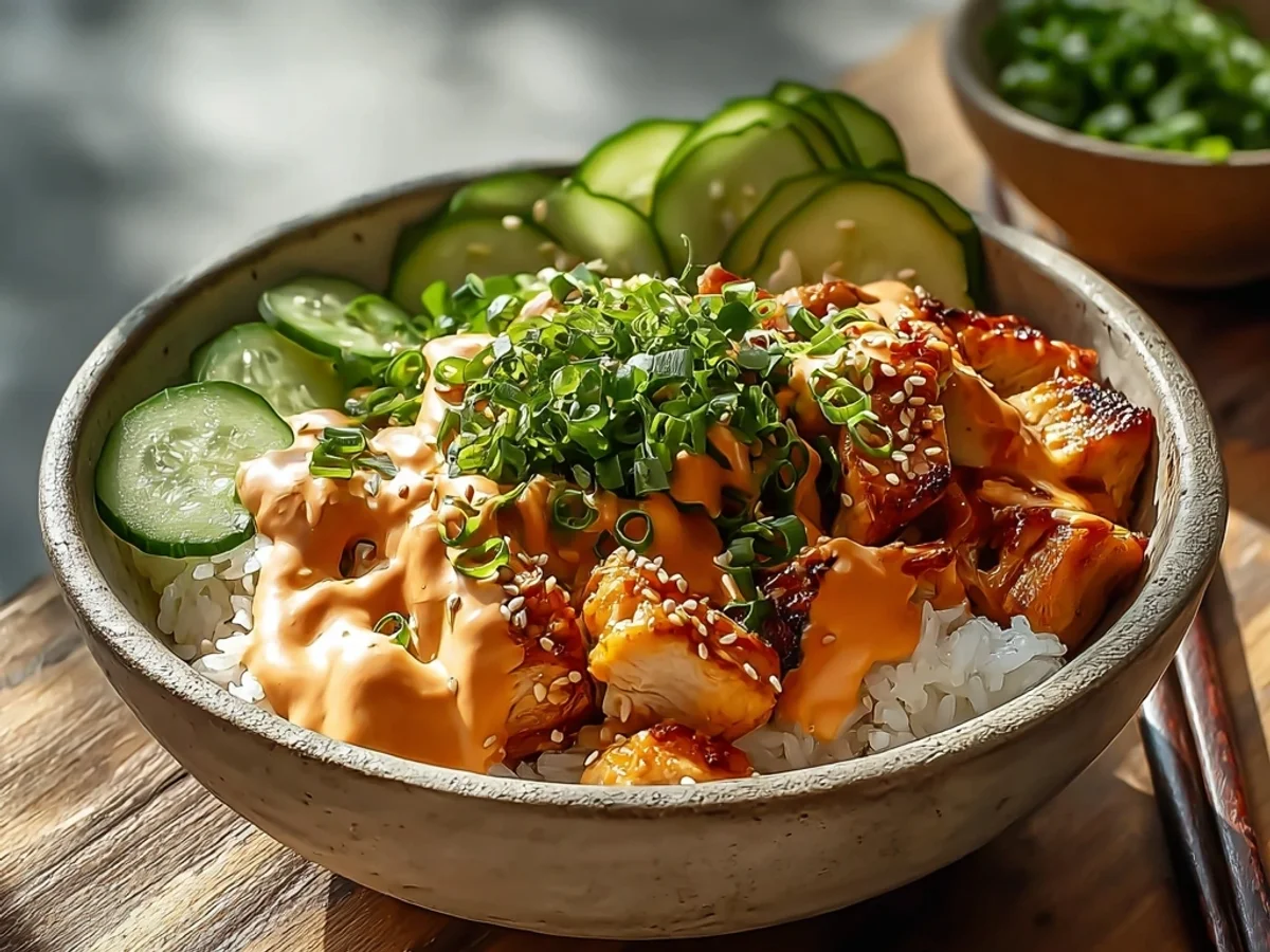 Spicy Peanut Bang Bang Chicken Bowl Recipe - Featured Image