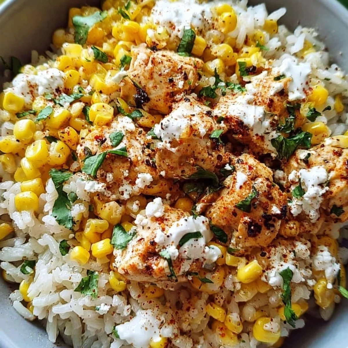 Street Corn Chicken Rice Bowl: Tangy & Zesty Dinner