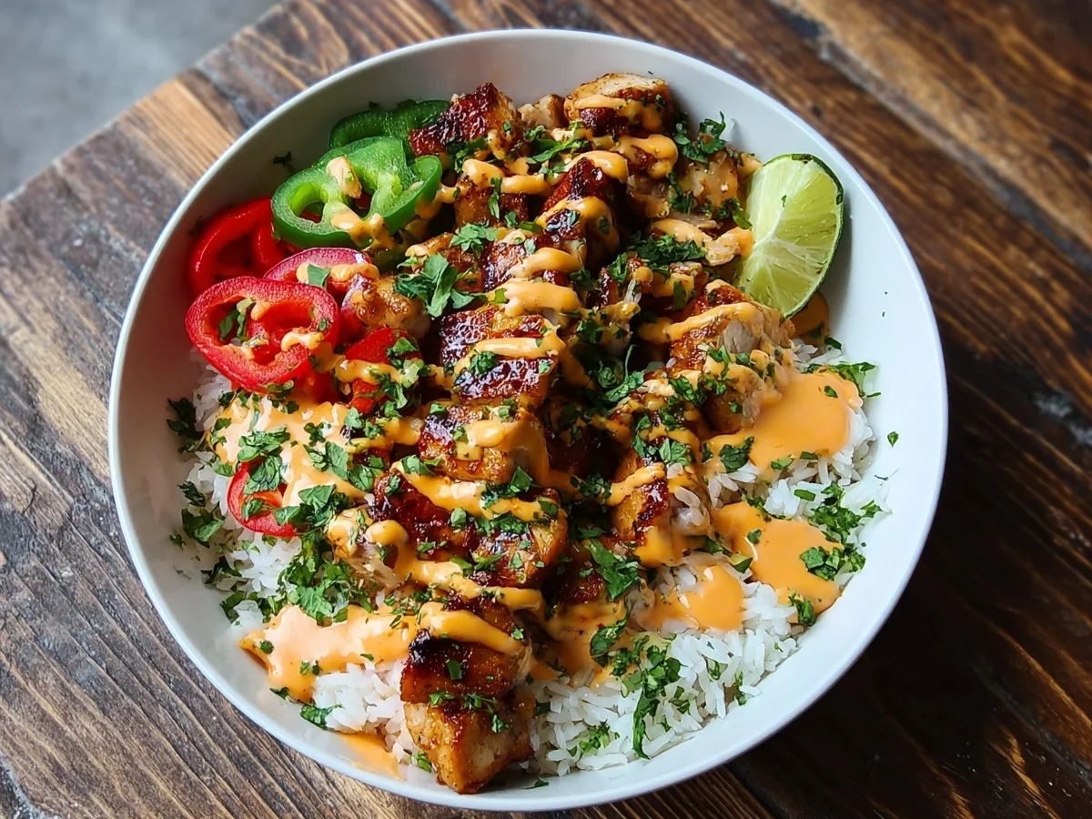 Sweet Chili Chicken Bowl with Coconut Lime Drizzle - Featured Image