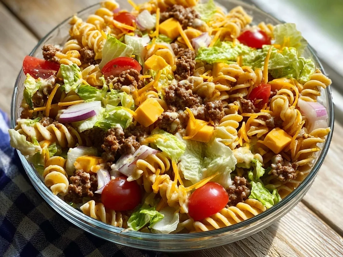 Tangy Big Mac Pasta Salad: A Burger Remix - Featured Image