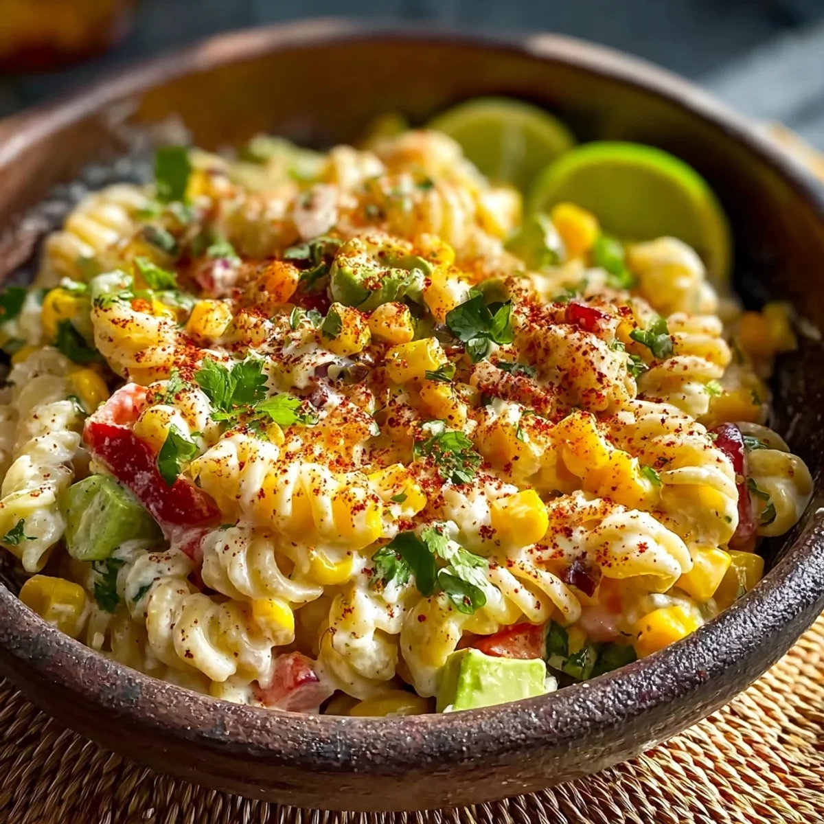 Tangy Mexican Street Corn Pasta Salad: Easy Recipe