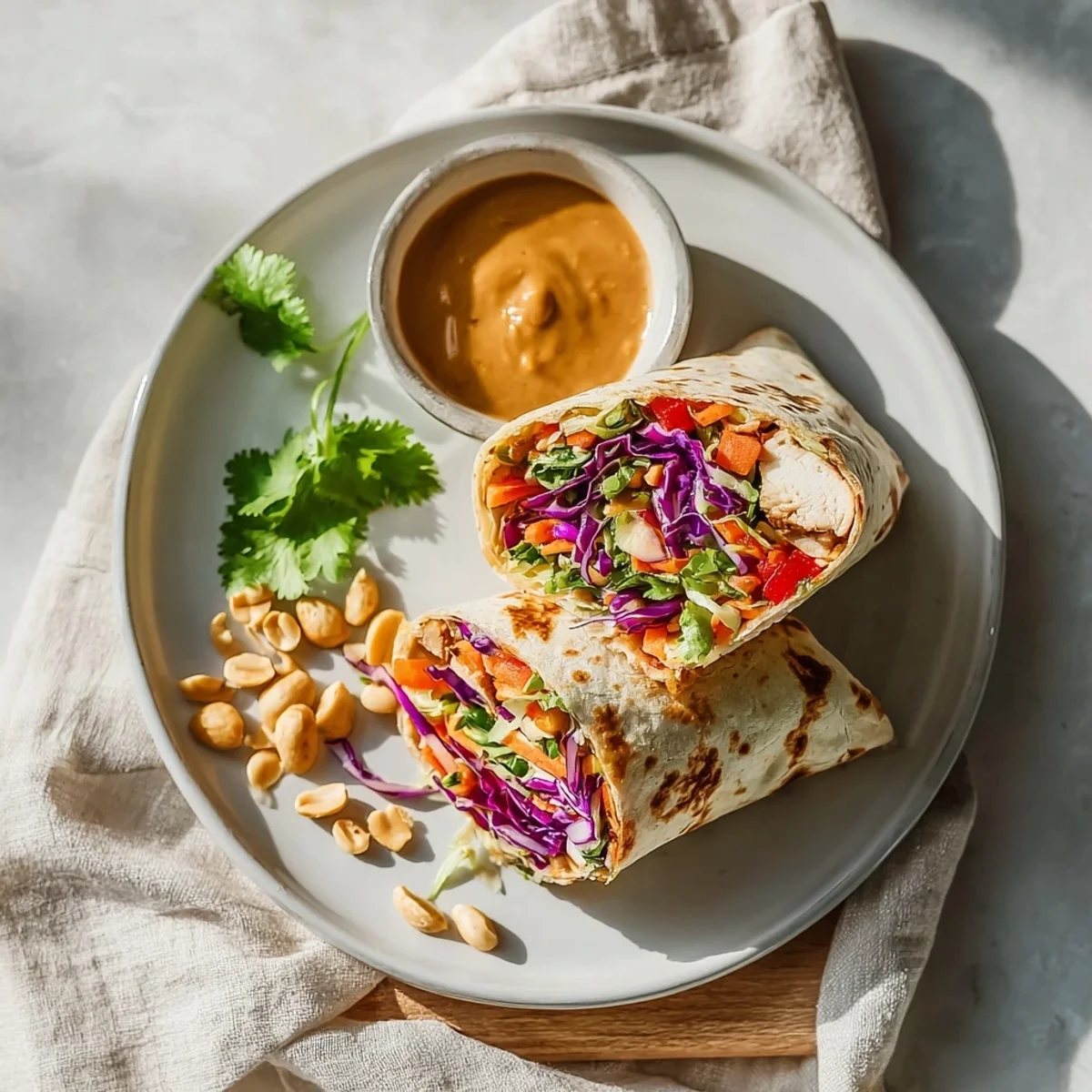 Tangy Thai Chicken Wrap with Crunchy Slaw