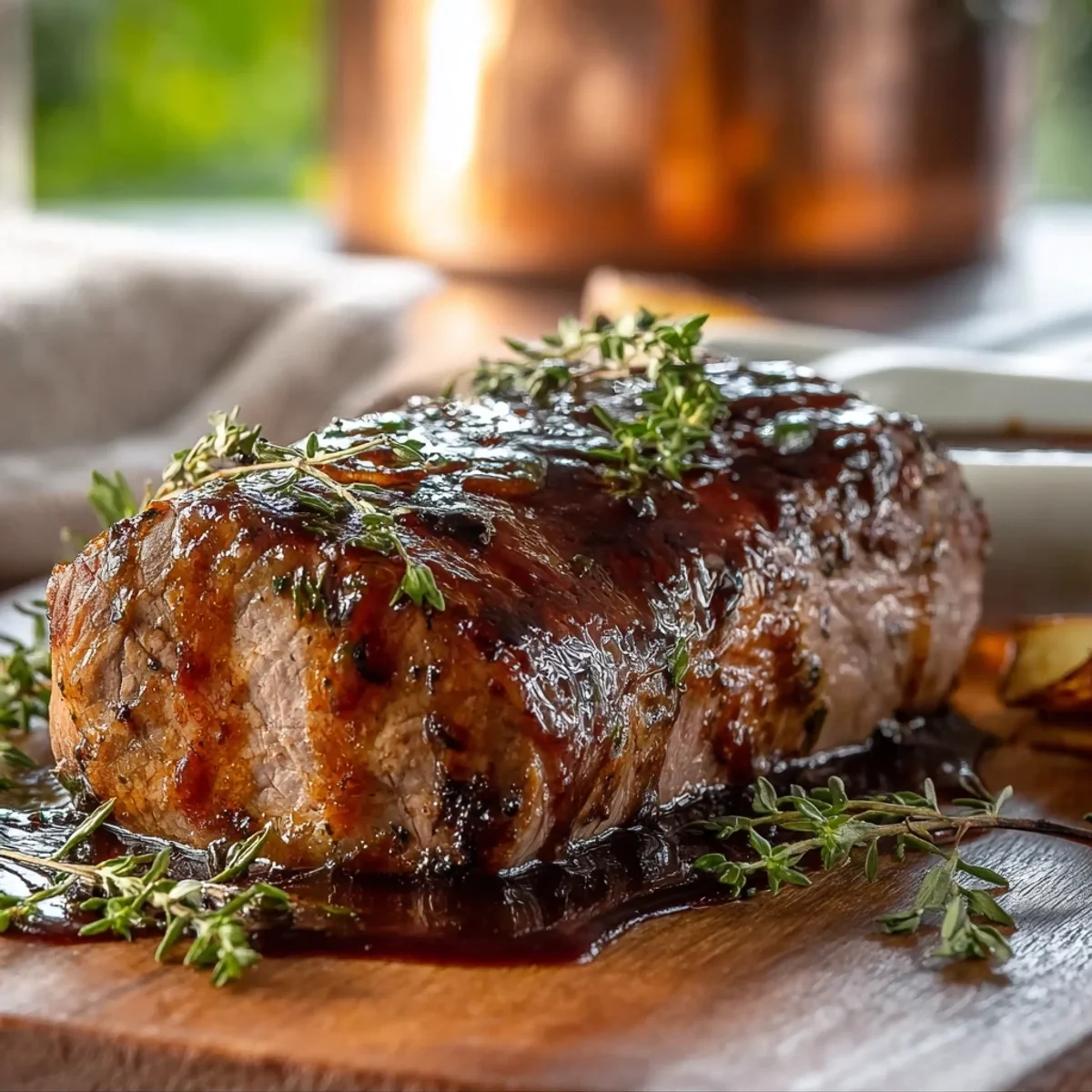 Tender Apple Butter Glazed Lamb Tenderloin (Slow Cooker)
