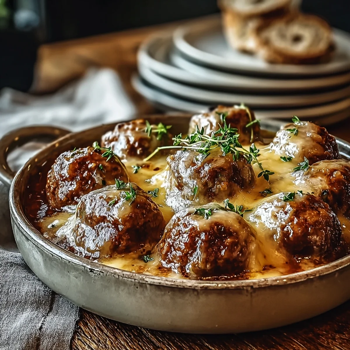Tender Crock Pot French Onion Meatballs