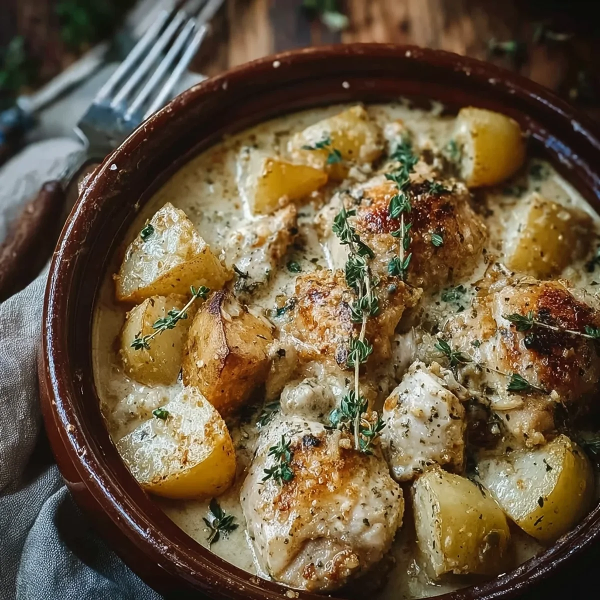 Tender Garlic Parmesan Crockpot Chicken & Potatoes