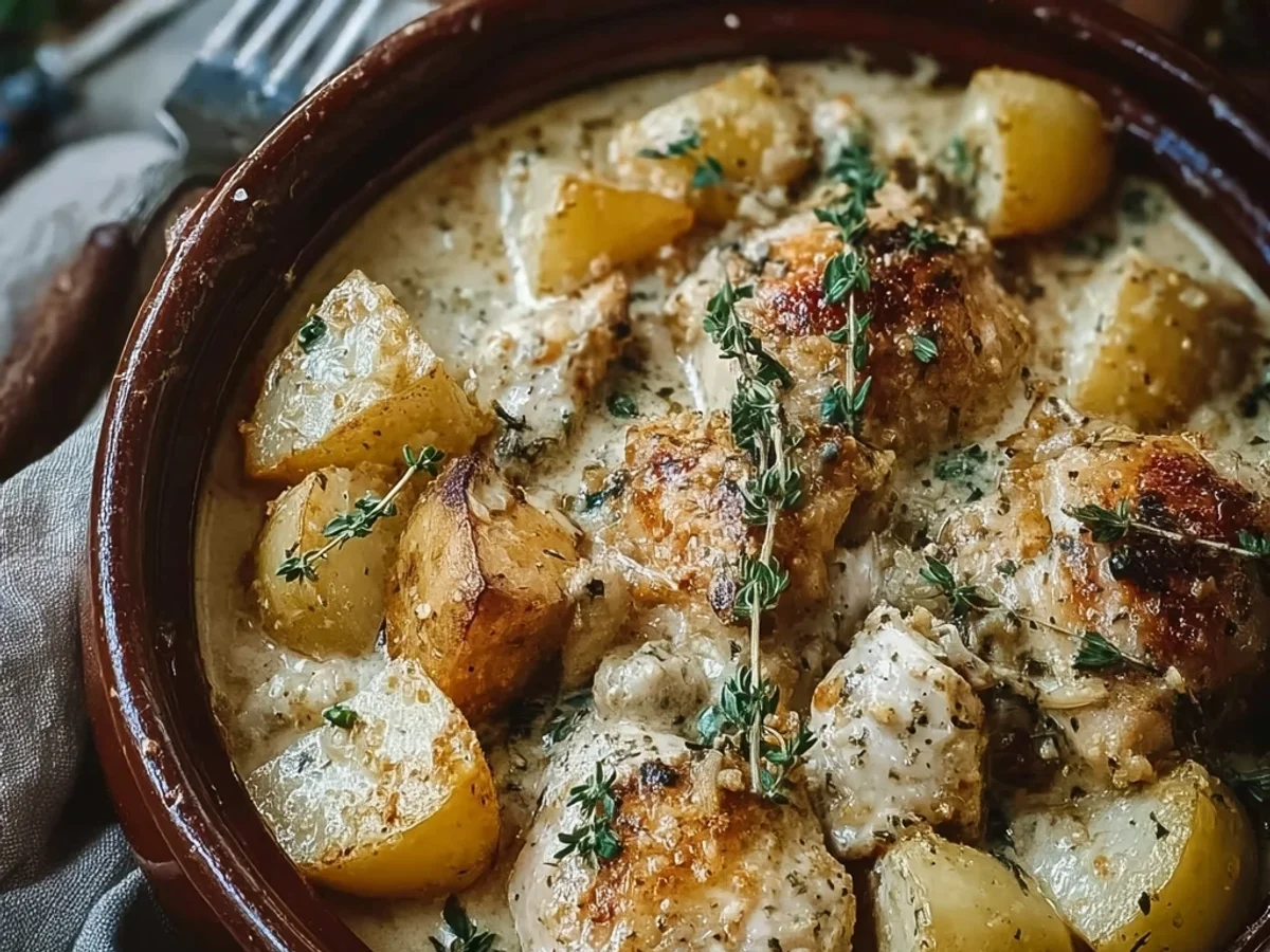 Tender Garlic Parmesan Crockpot Chicken & Potatoes - Featured Image