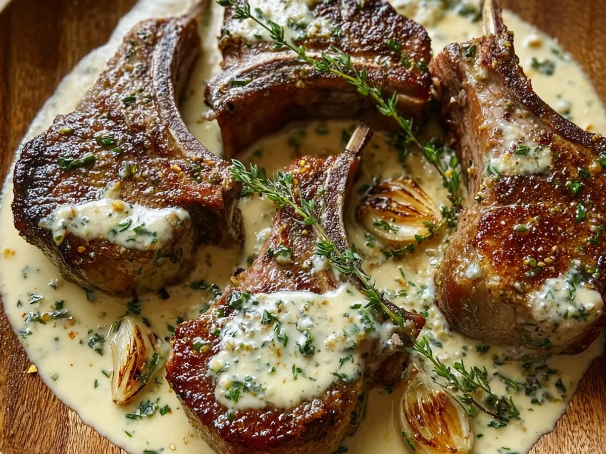 Tender Lamb Chops in Creamy Garlic Sauce - Featured Image