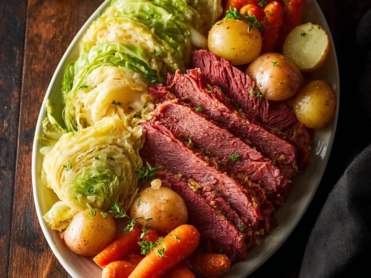 Tender Slow Cooker Corned Beef and Cabbage Dinner - Featured Image