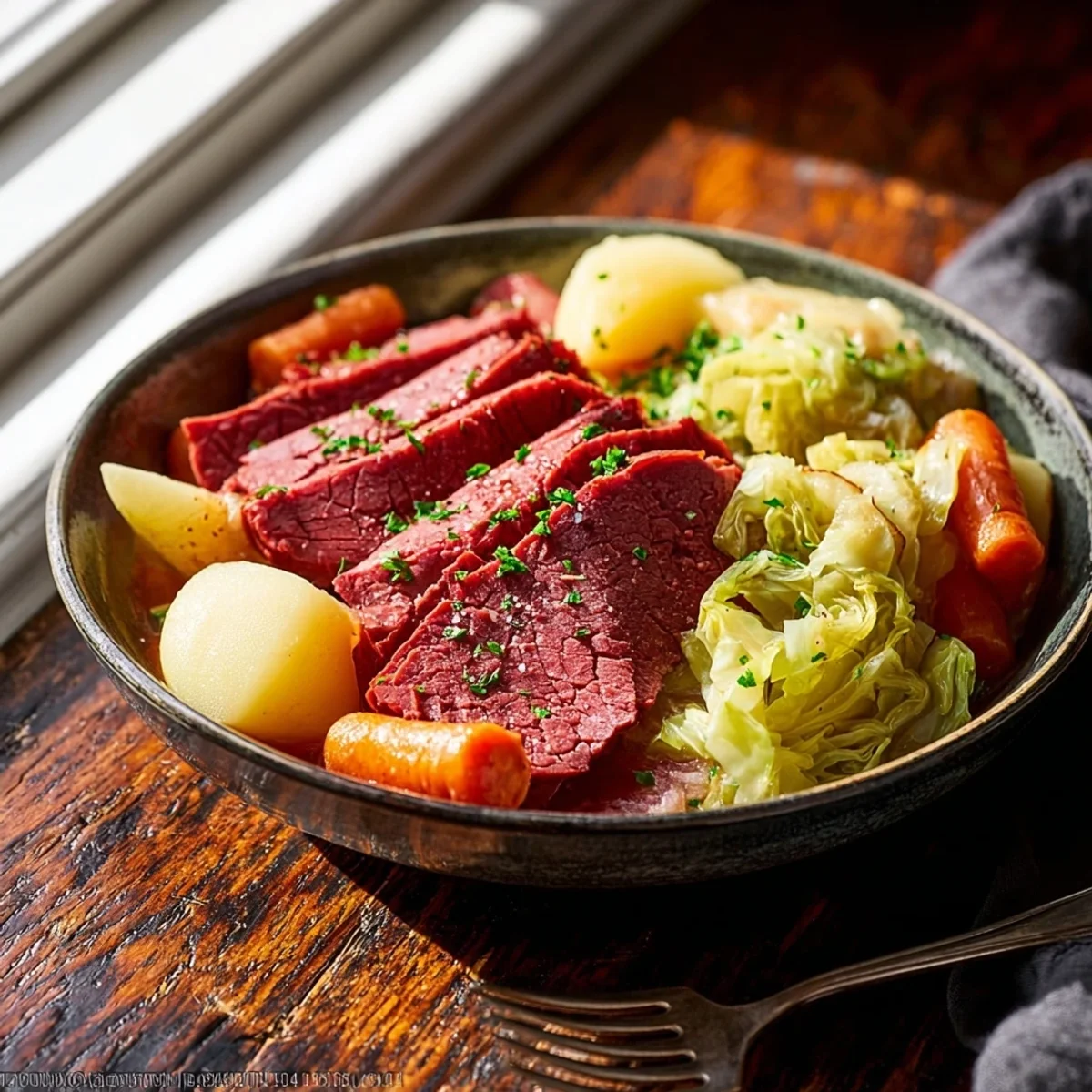 Tender Slow Cooker Corned Beef and Cabbage Recipe