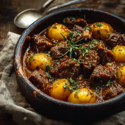 Tender Slow Cooker Garlic Beef & Potatoes Dinner