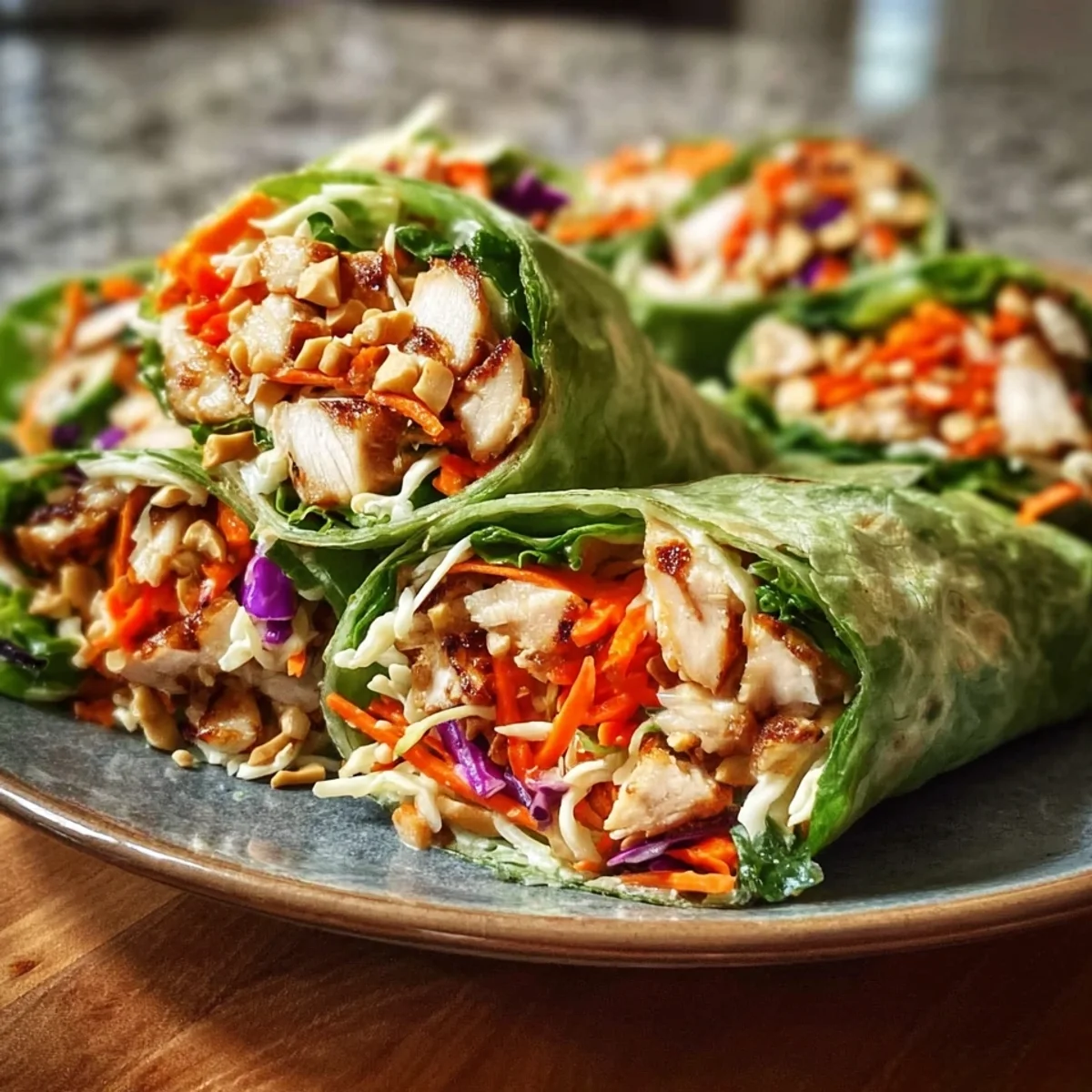 Thai Chicken Wraps with Crunchy Asian Slaw