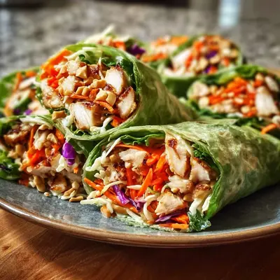 Thai Chicken Wraps with Crunchy Asian Slaw