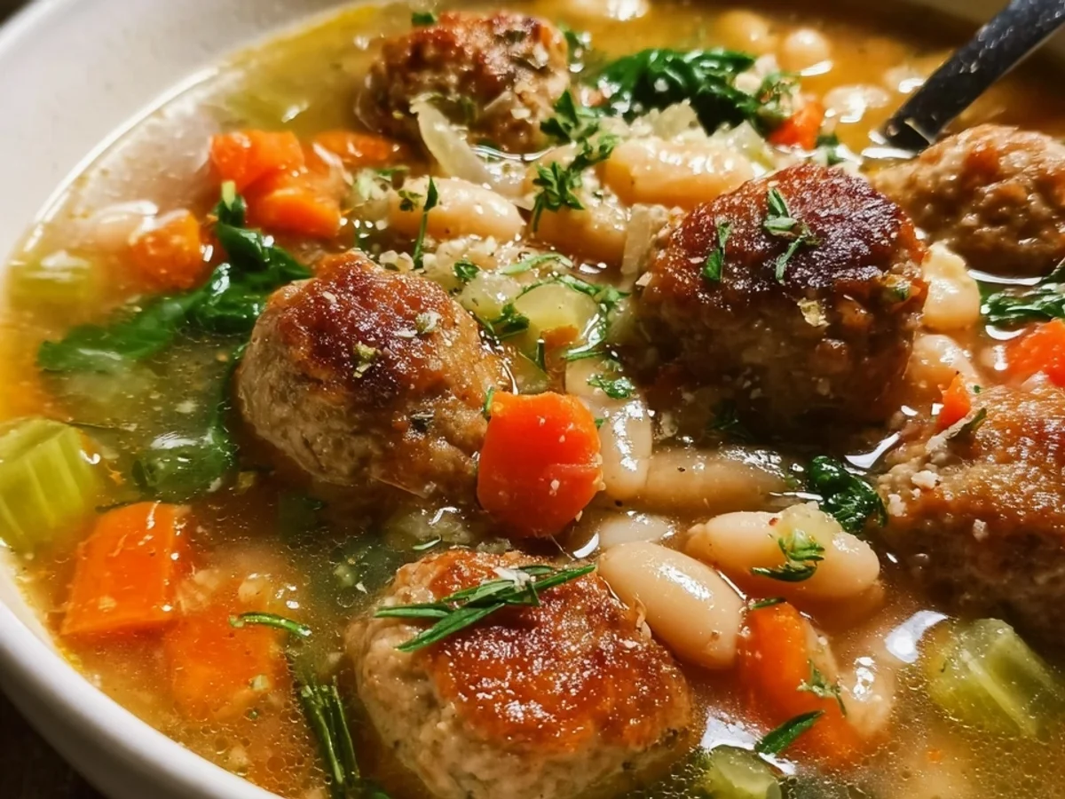 Tuscan White Bean Soup with Savory Meatballs - Featured Image