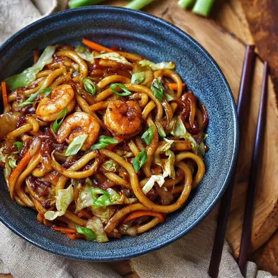 Yaki Udon with Shrimps: Speedy Noodle Stir-fry Delight