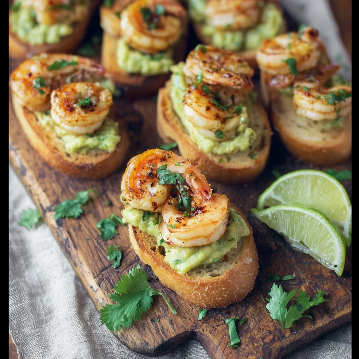 Zesty Garlic Shrimp Avocado Crostini