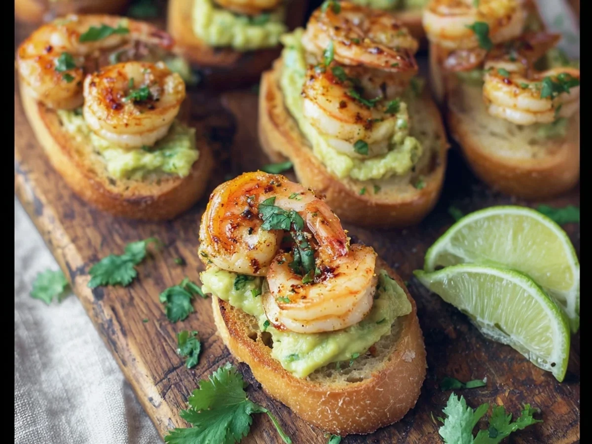 Zesty Garlic Shrimp Avocado Crostini - Featured Image